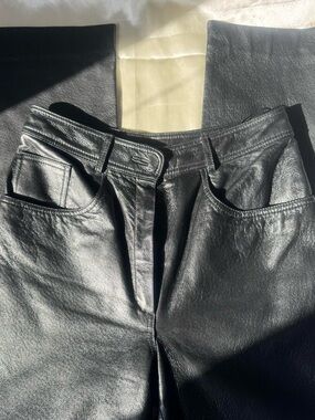 Black Leather High-Waist Pants